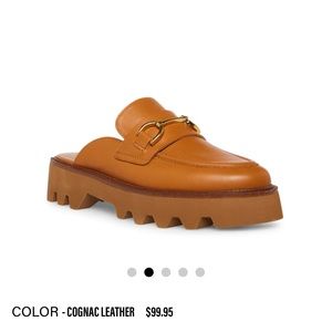 SHIRLEY COGNAC LEATHER MULES STEVE MADDEN
